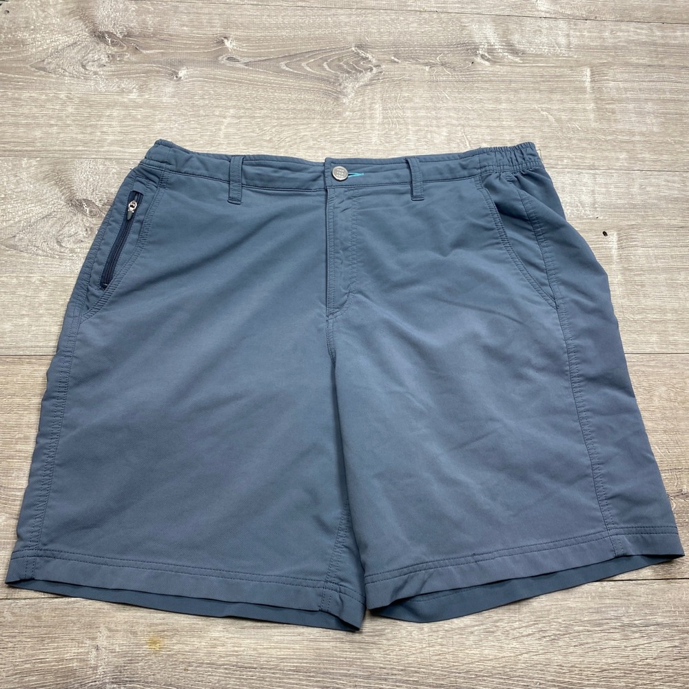 Free Fly Hybrid Shorts Mens L Blue Bamboo Charcoal Fishing Hiking 8in Inseam
